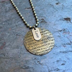 Antique Brass Mother / Daughter Necklace